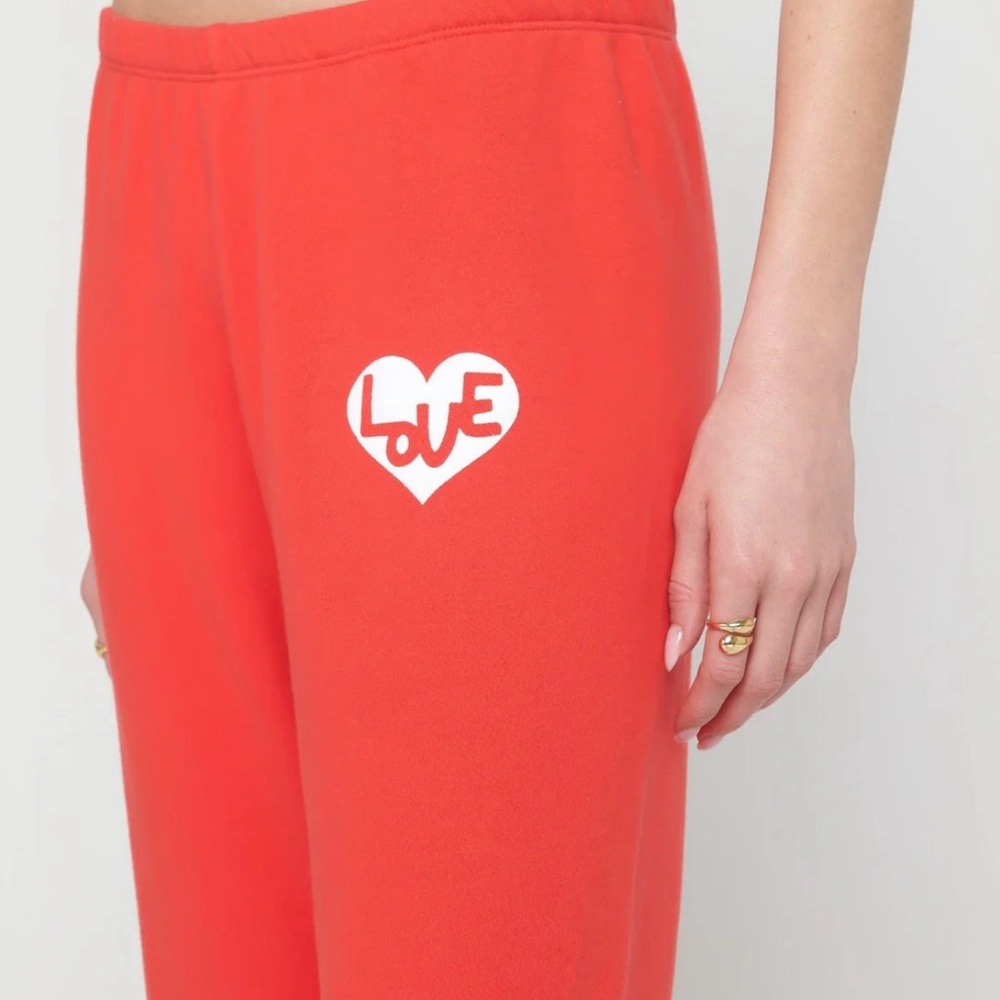 Spiritual Gangster Orange Jogger Pants with White Heart Logo - Picture 2 of 4